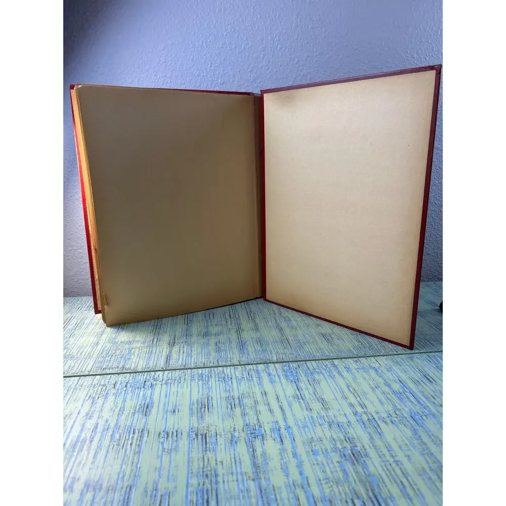 Vintage 1940s Embossed Native American Chief Scrapbook Red Faux Leather Album